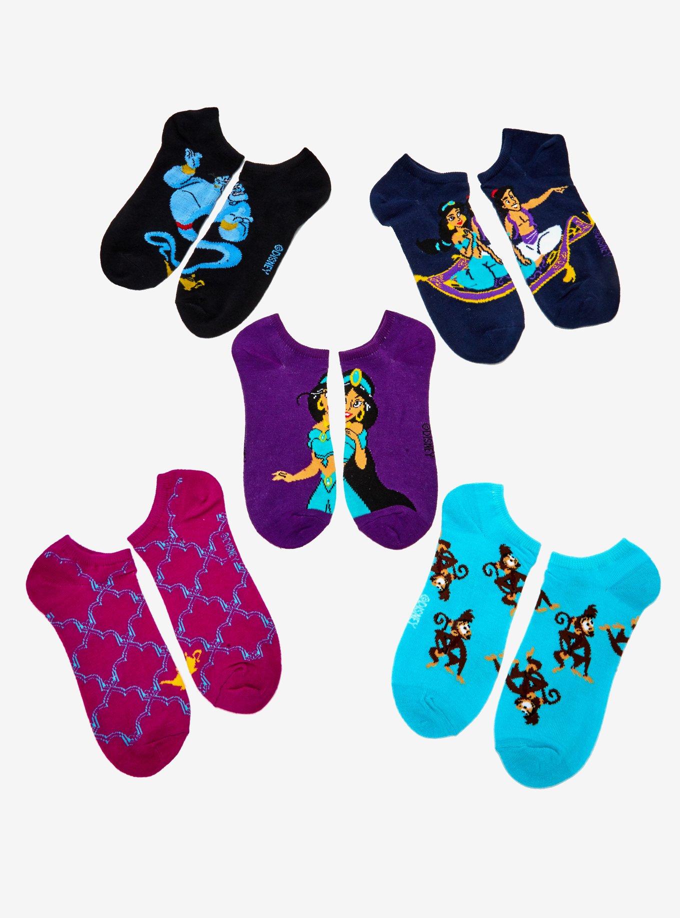 Disney Aladdin No-Show Socks 5 Pair, , hi-res