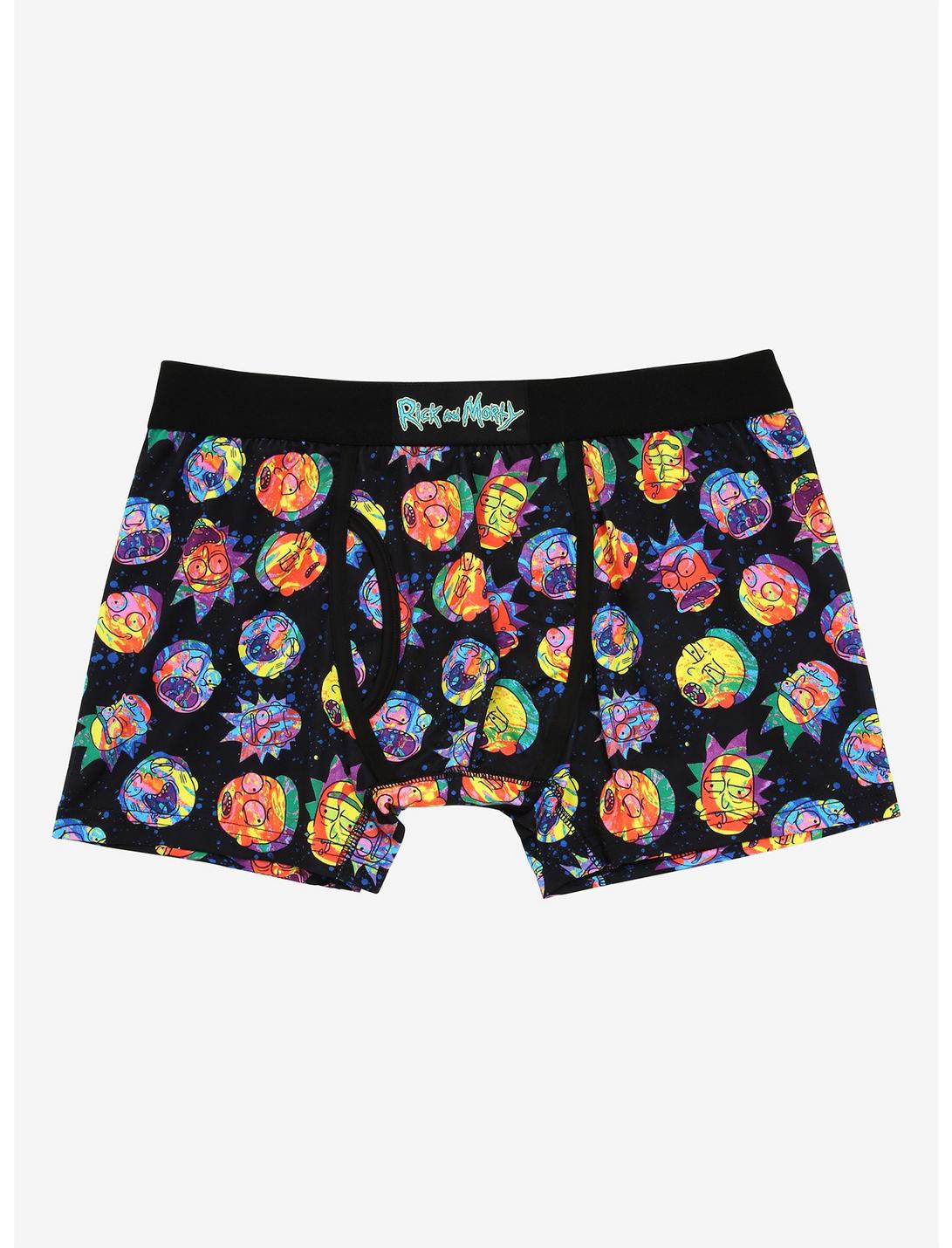 Rick and Morty Colorful Faces Boxer Briefs - BoxLunch Exclusive, MULTI, hi-res