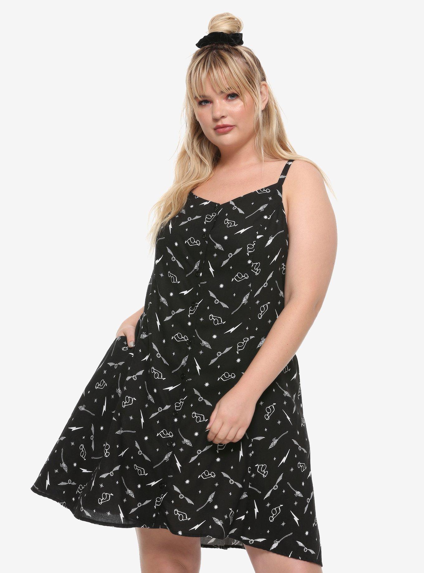 Harry Potter Black & White Symbols Button-Front Dress Plus Size