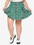 Harry Potter Slytherin Pleated Plaid Skirt Plus Size, PLAID - GREEN, hi-res