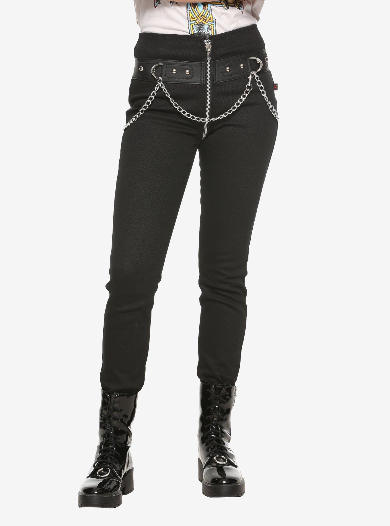 Royal Bones By Tripp Full Zipper & Chain Pants, BLACK, hi-res