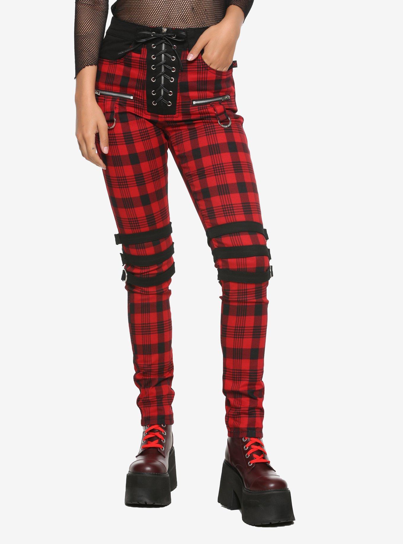 Royal Bones By Tripp Red Plaid Buckle Pants, PLAID - RED, hi-res