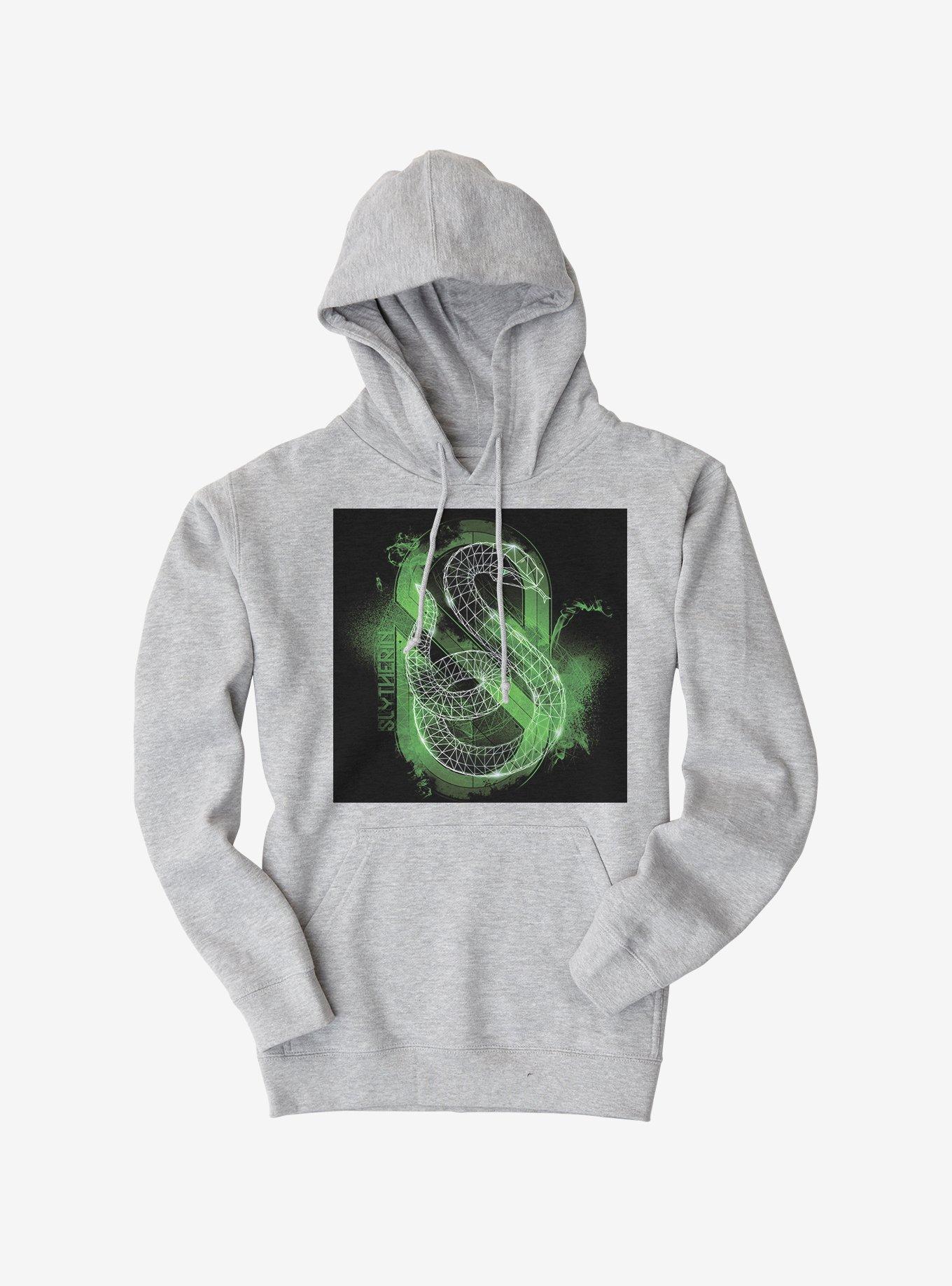 Harry Potter Slytherin Logo Outline Heather Grey Hoodie, , hi-res