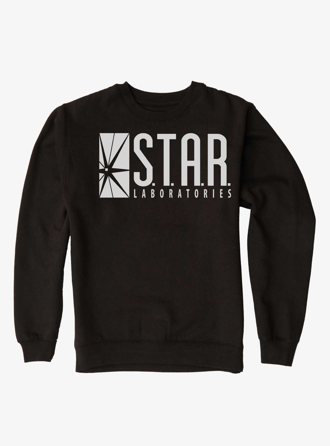 Flash wearing star store labs sweatshirt