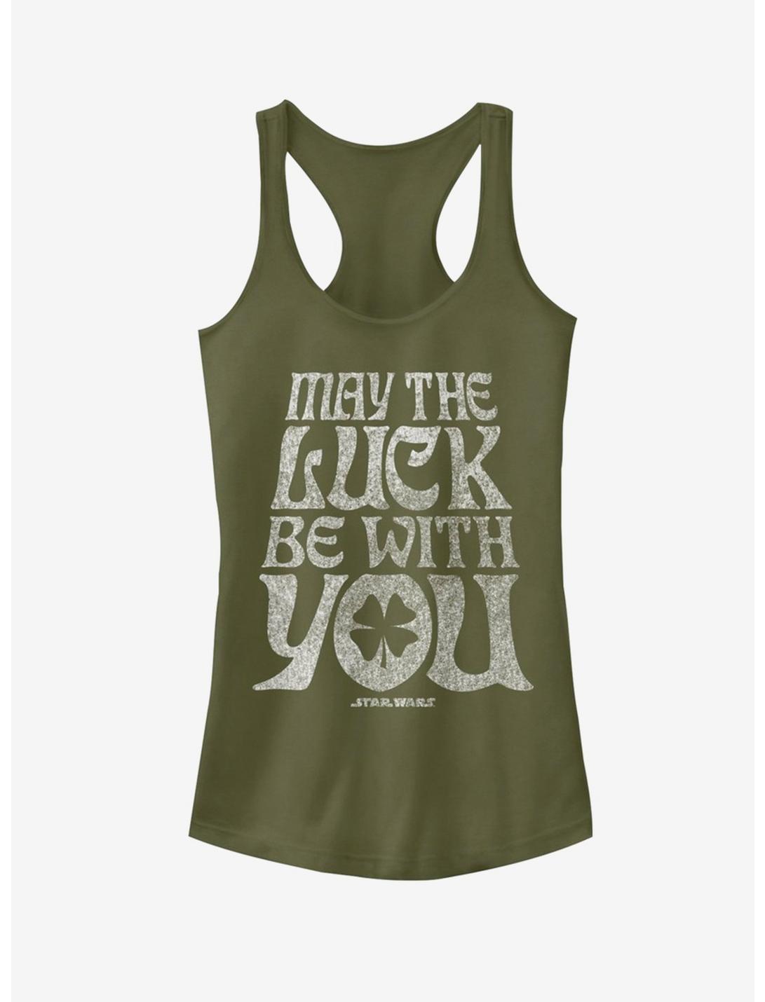 Lucasfilm Star Wars Luck Be With You Girls Tank, MIL GRN, hi-res