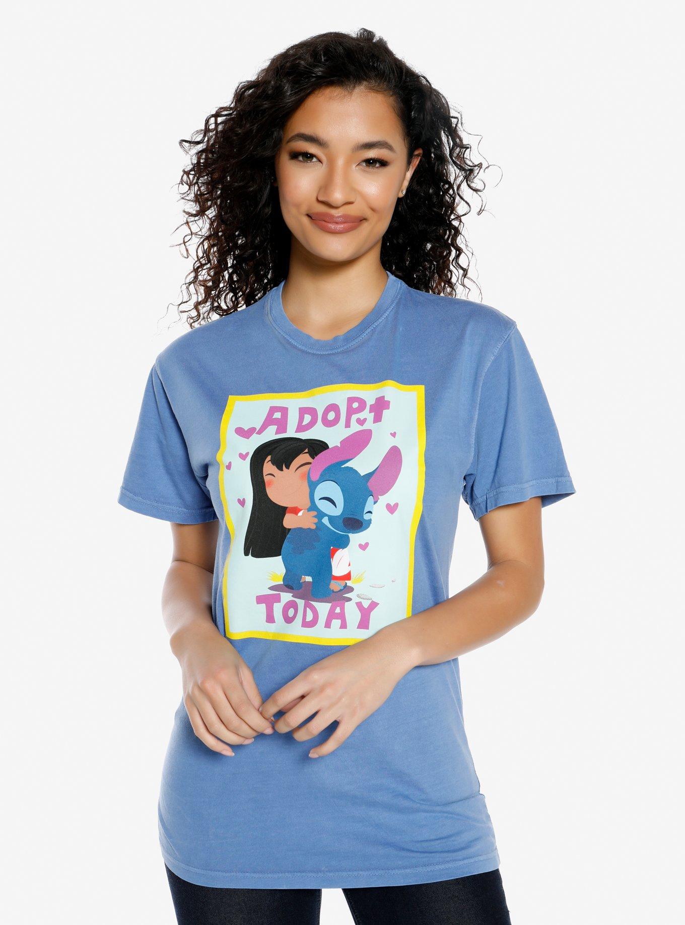 Disney Lilo & Stitch Adopt Today Womens T-Shirt - BoxLunch Exclusive, GREY, hi-res
