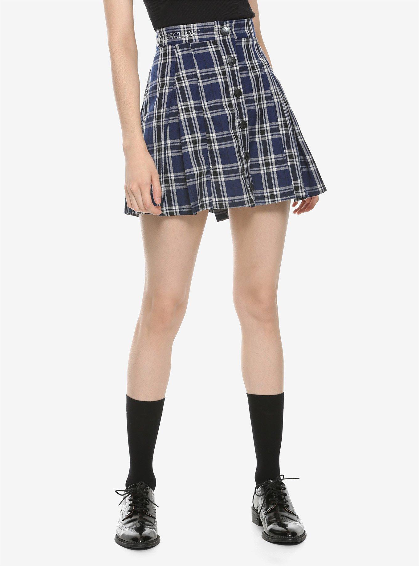 Harry Potter Ravenclaw Pleated Plaid Skirt, PLAID - BLUE, hi-res