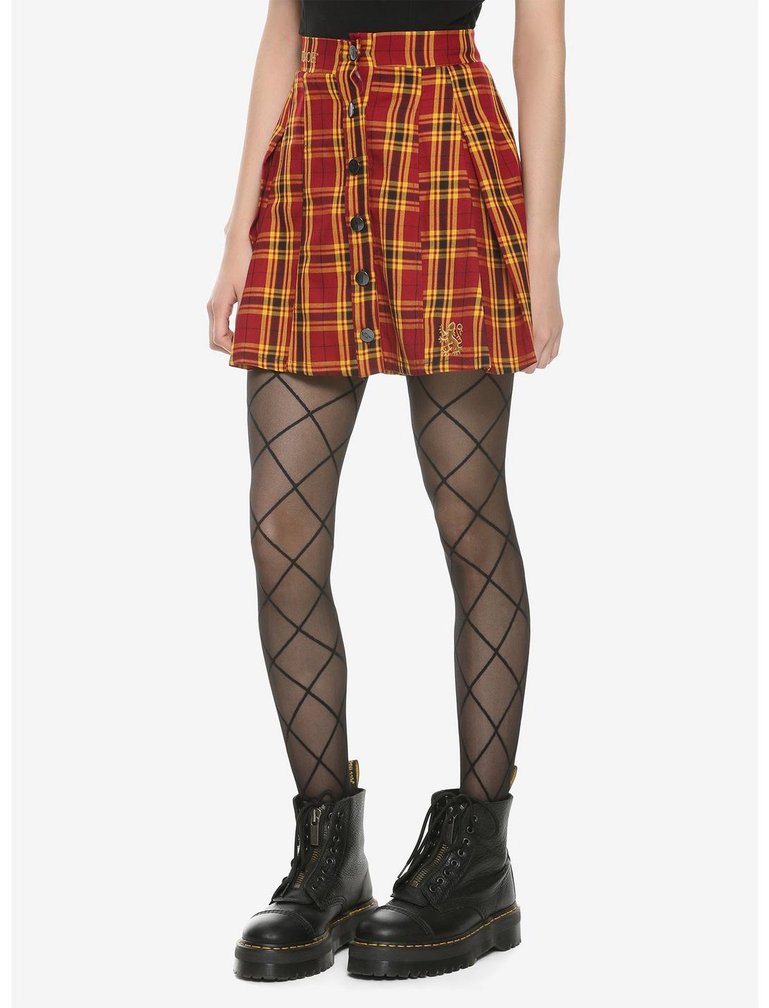 Harry Potter Gryffindor Pleated Plaid Skirt, PLAID - RED, hi-res