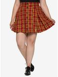 Plus Size Harry Potter Gryffindor Pleated Plaid Skirt Plus Size, PLAID - RED, hi-res