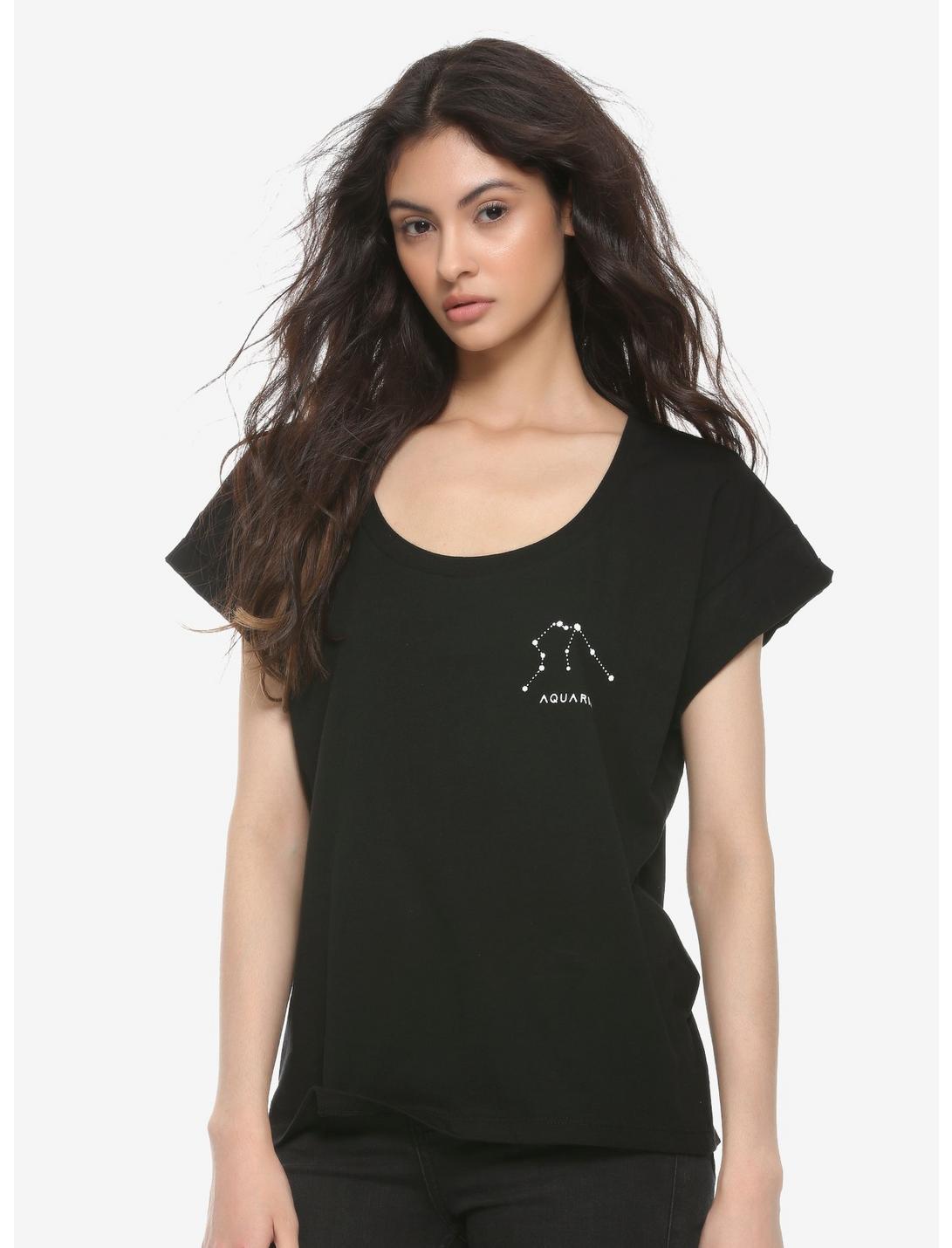 Aquarius Zodiac Girls T-Shirt, BLACK, hi-res