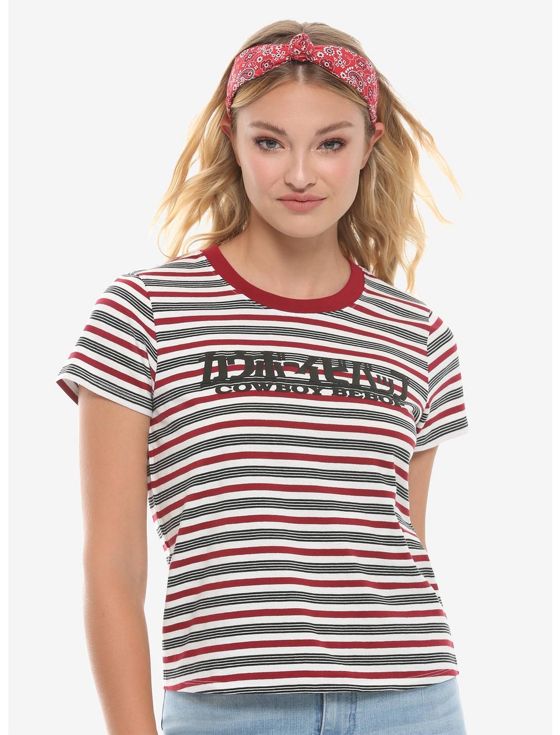 Cowboy Bebop Striped Logo Girls T-Shirt, BLACK, hi-res