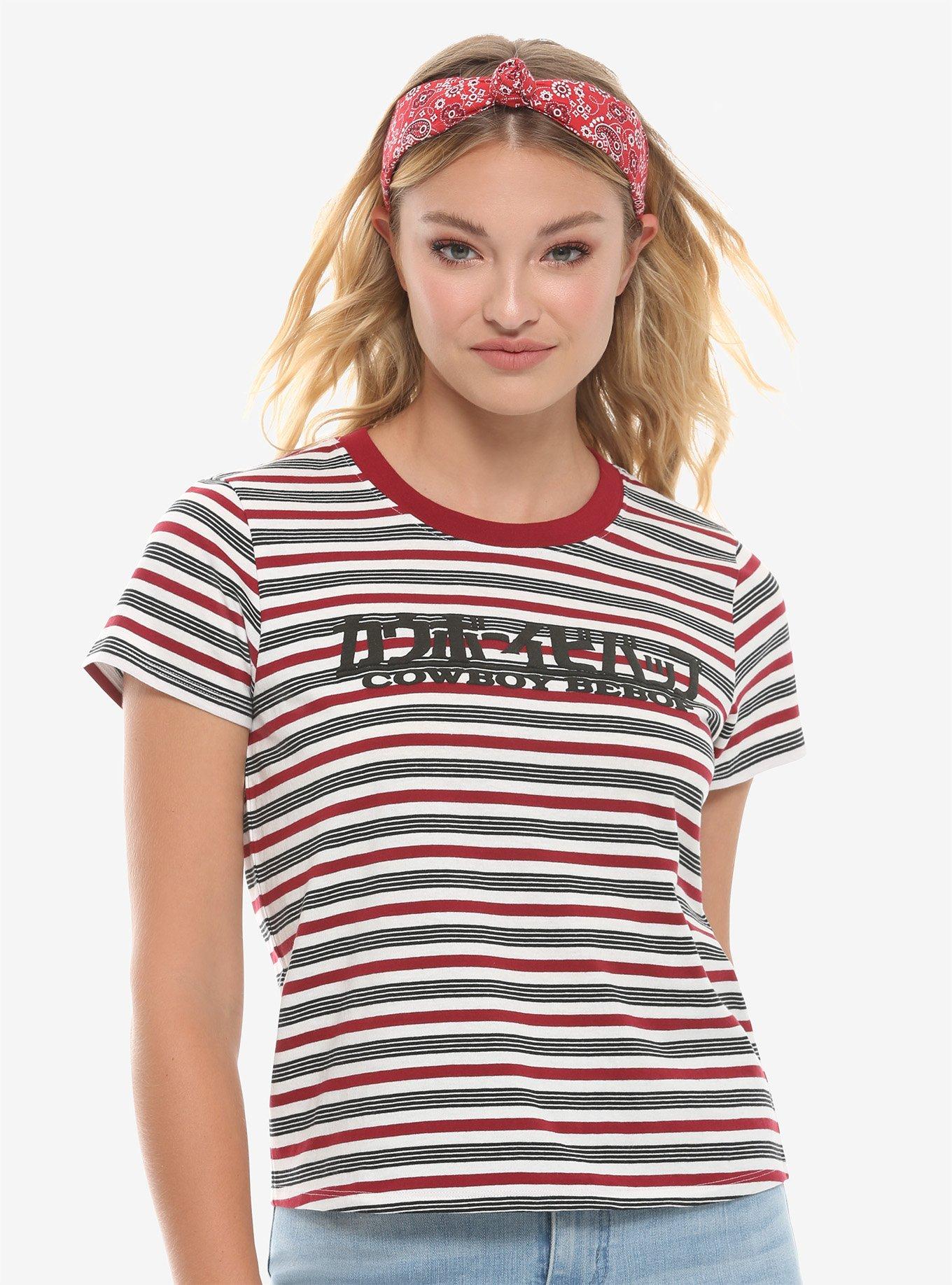 Cowboy Bebop Striped Logo Girls T-Shirt, BLACK, hi-res