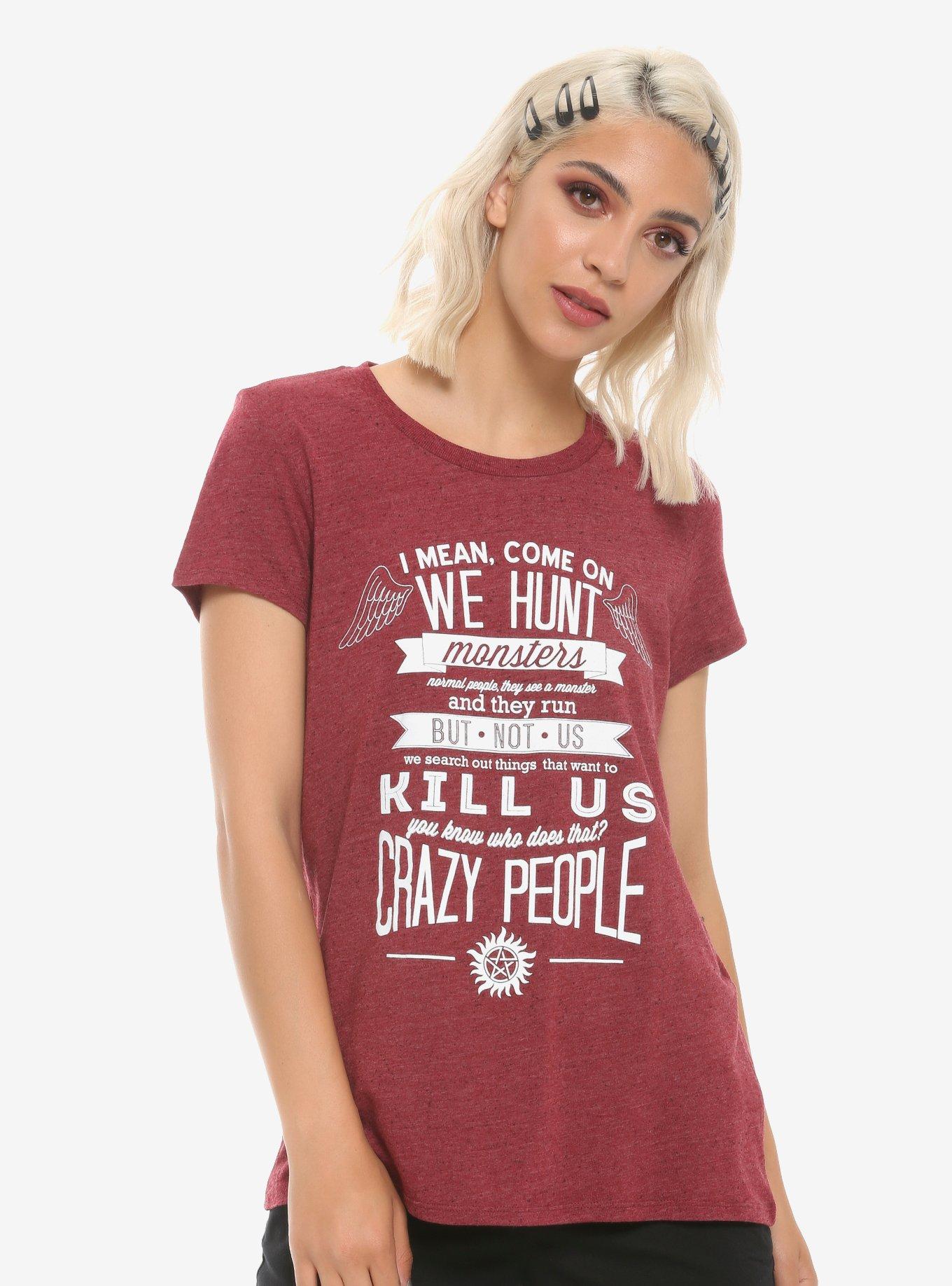 Supernatural Crazy People Girls T-Shirt, WHITE, hi-res