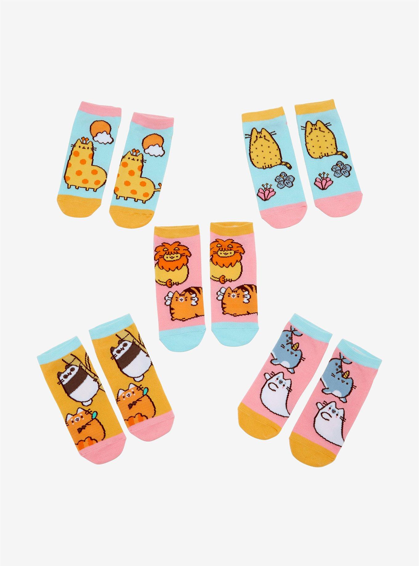 Pusheen Wild Animals No-Show Socks 5 Pair, , hi-res