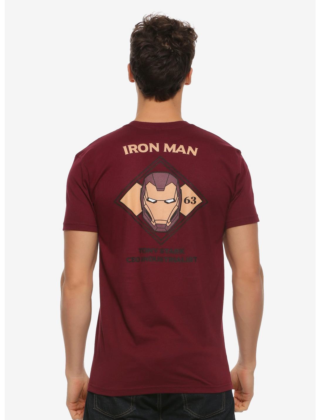 Marvel Iron Man Stark Industries Diamond T-Shirt - BoxLunch Exclusive, BURGUNDY, hi-res
