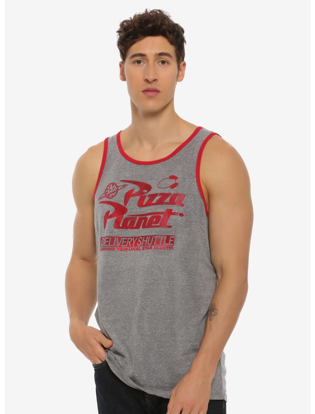 Disney Pixar Toy Story Pizza Planet Ringer Tank Top - BoxLunch Exclusive, GREY, hi-res