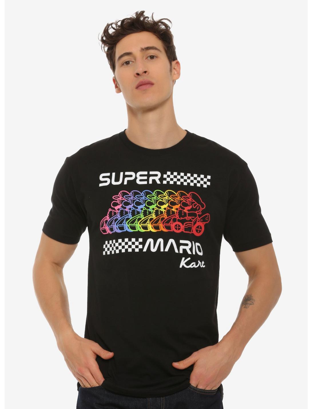Nintendo Super Mario Kart Checkered Rainbow T-Shirt, BLACK, hi-res