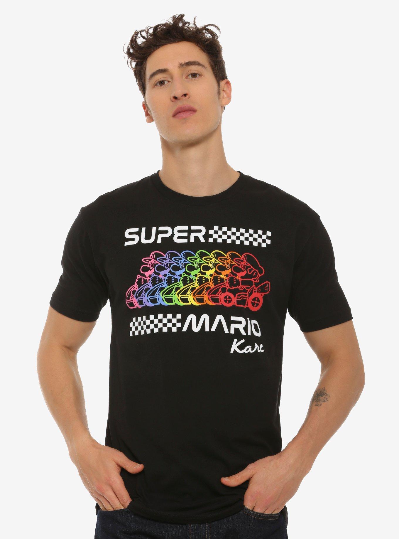 Nintendo Super Mario Kart Checkered Rainbow T-Shirt, BLACK, hi-res