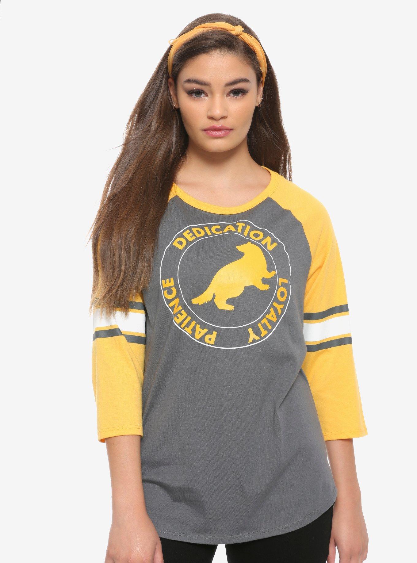 Harry Potter Hufflepuff Girls Athletic Raglan, YELLOW, hi-res