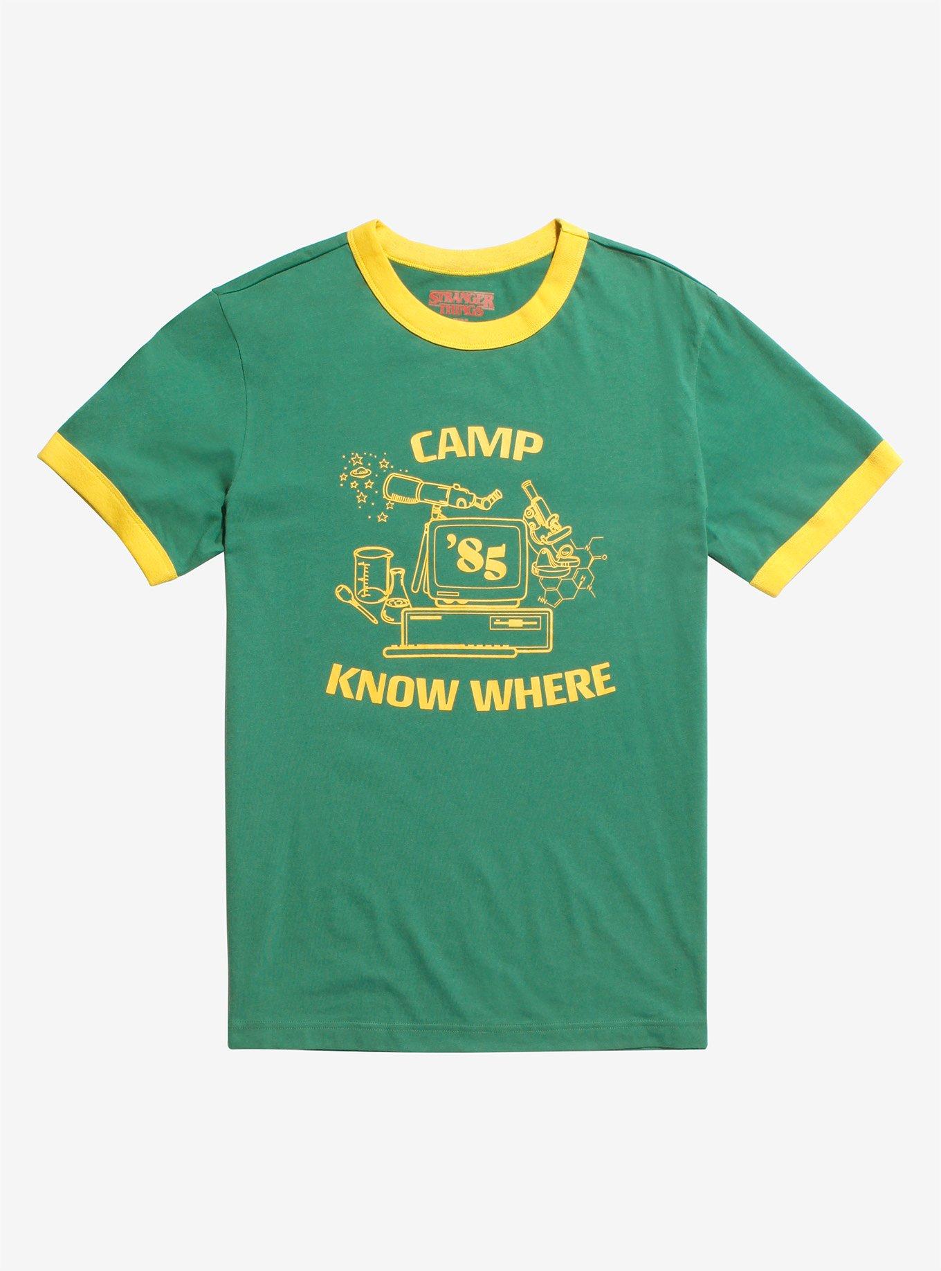 Stranger Things Camp Know Where Ringer T-Shirt, GOLD, hi-res