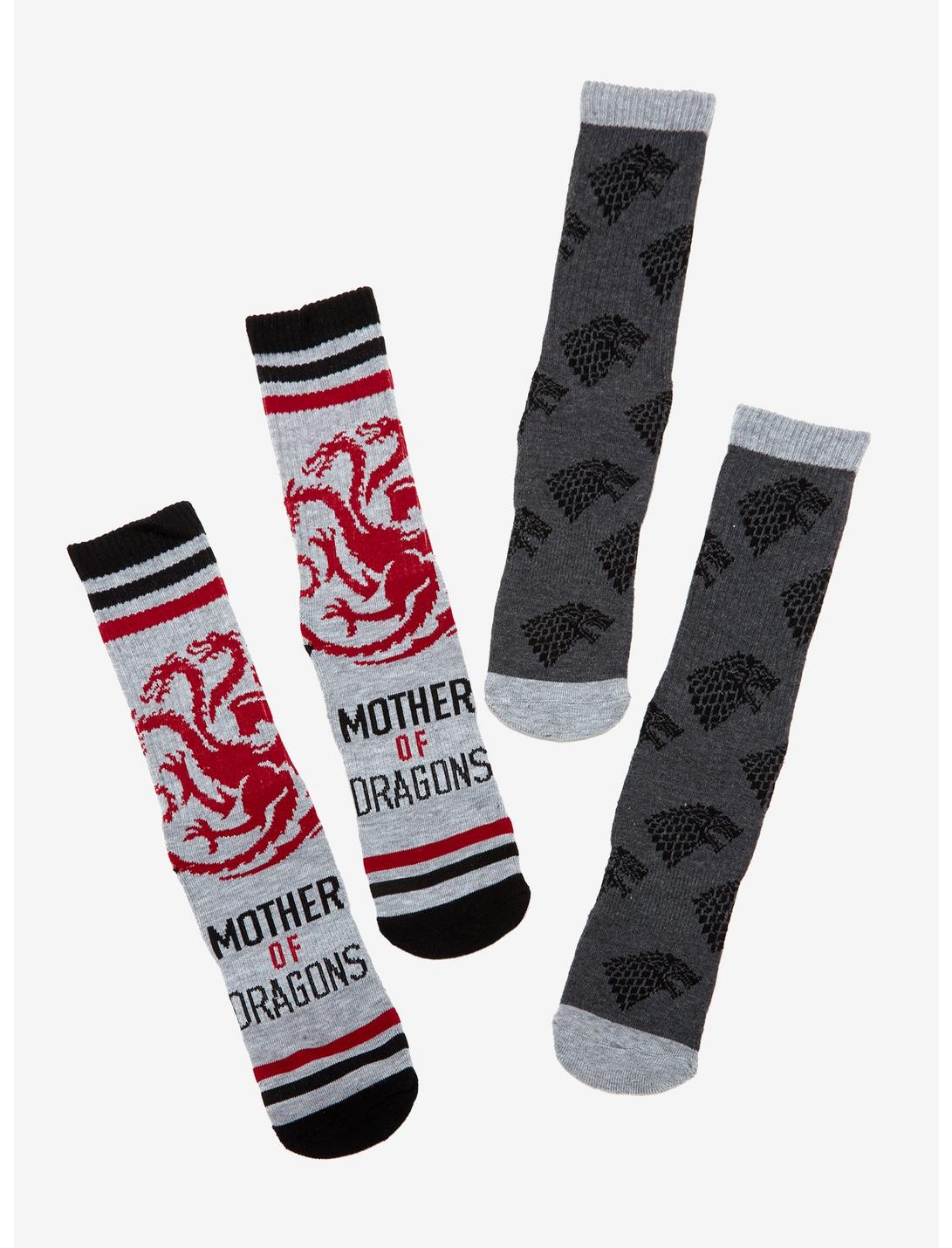 Game of Thrones Stark and Mother of Dragons Crew Socks 2 Pair, , hi-res