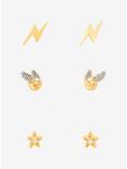 Harry Potter Bolt Snitch Star Stud Earring Set - BoxLunch Exclusive, , hi-res