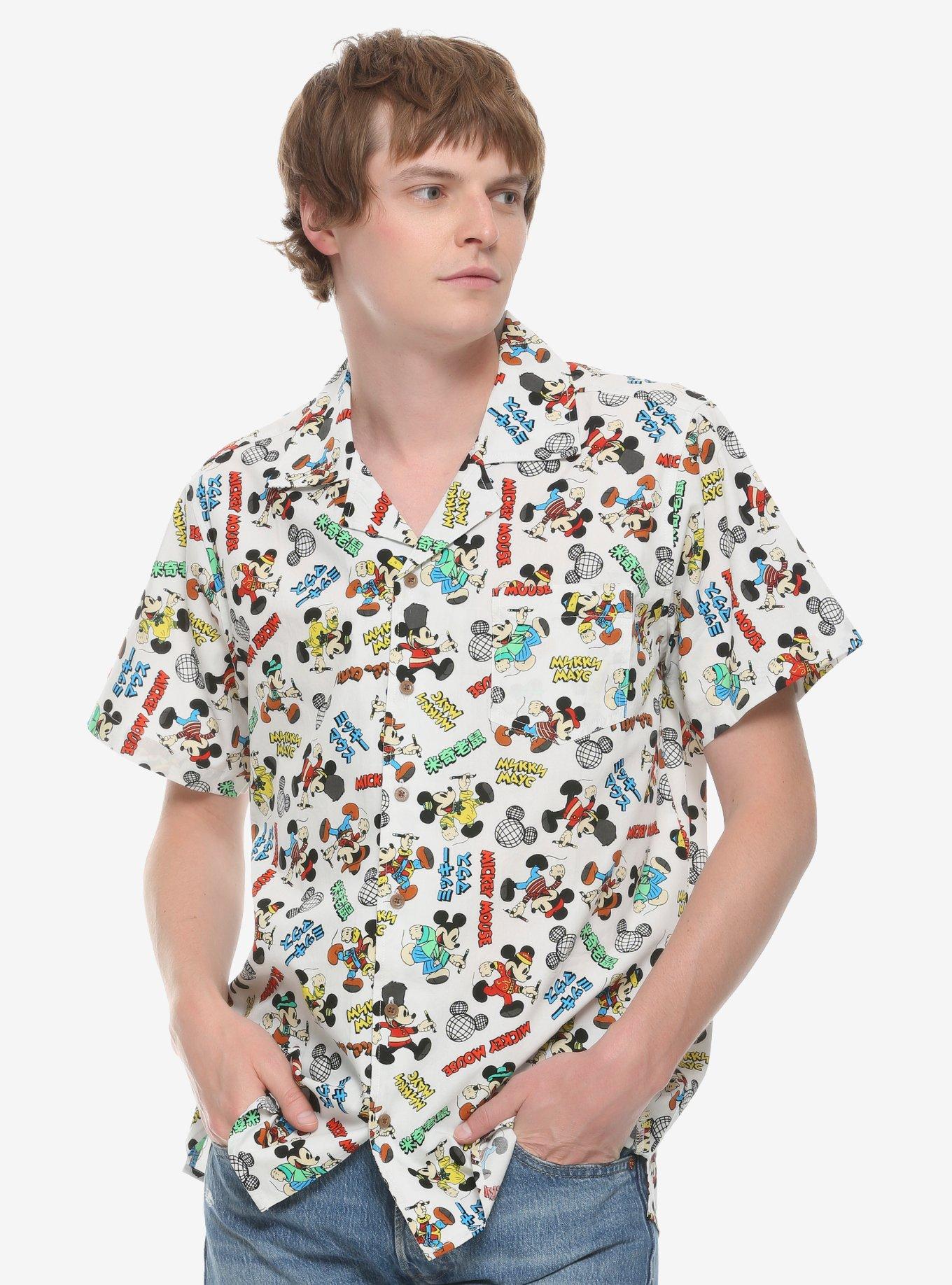 Disney button cheap down shirt mens