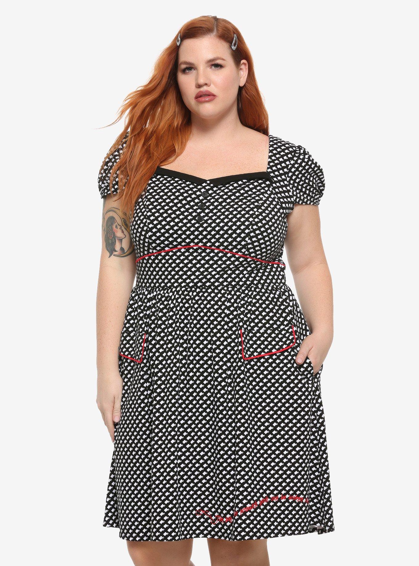 Hot Topic Coraline Stripe Mock Neck Twofer Dress Plus