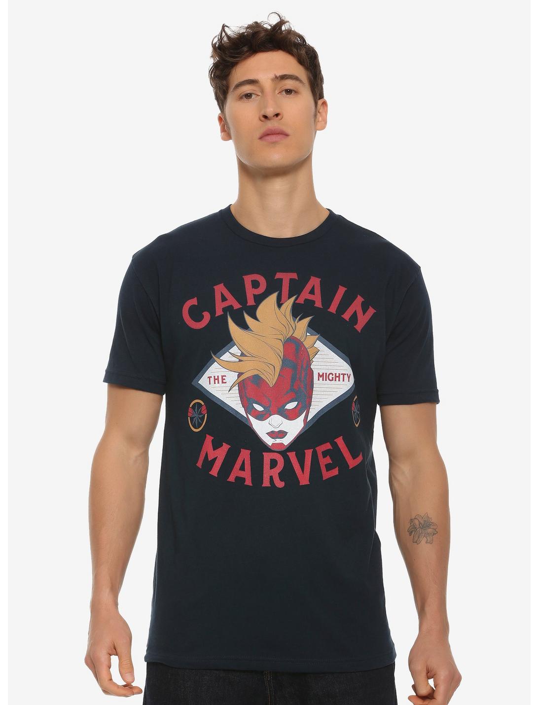 Marvel Captain Marvel Mighty T-Shirt - BoxLunch Exclusive, BLACK, hi-res
