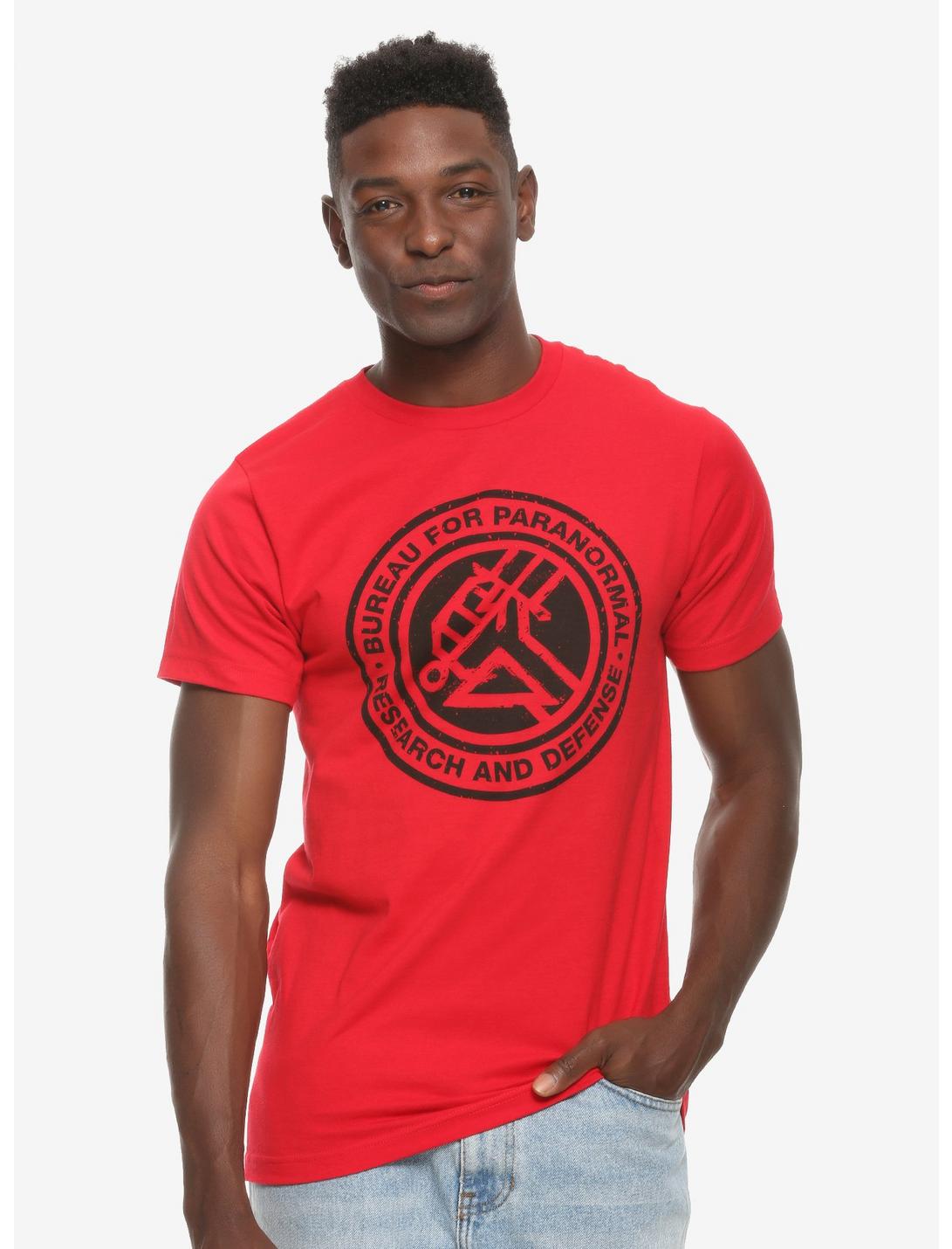 Hellboy Bureau for Paranormal Research and Defense T-Shirt - BoxLunch Exclusive, RED, hi-res