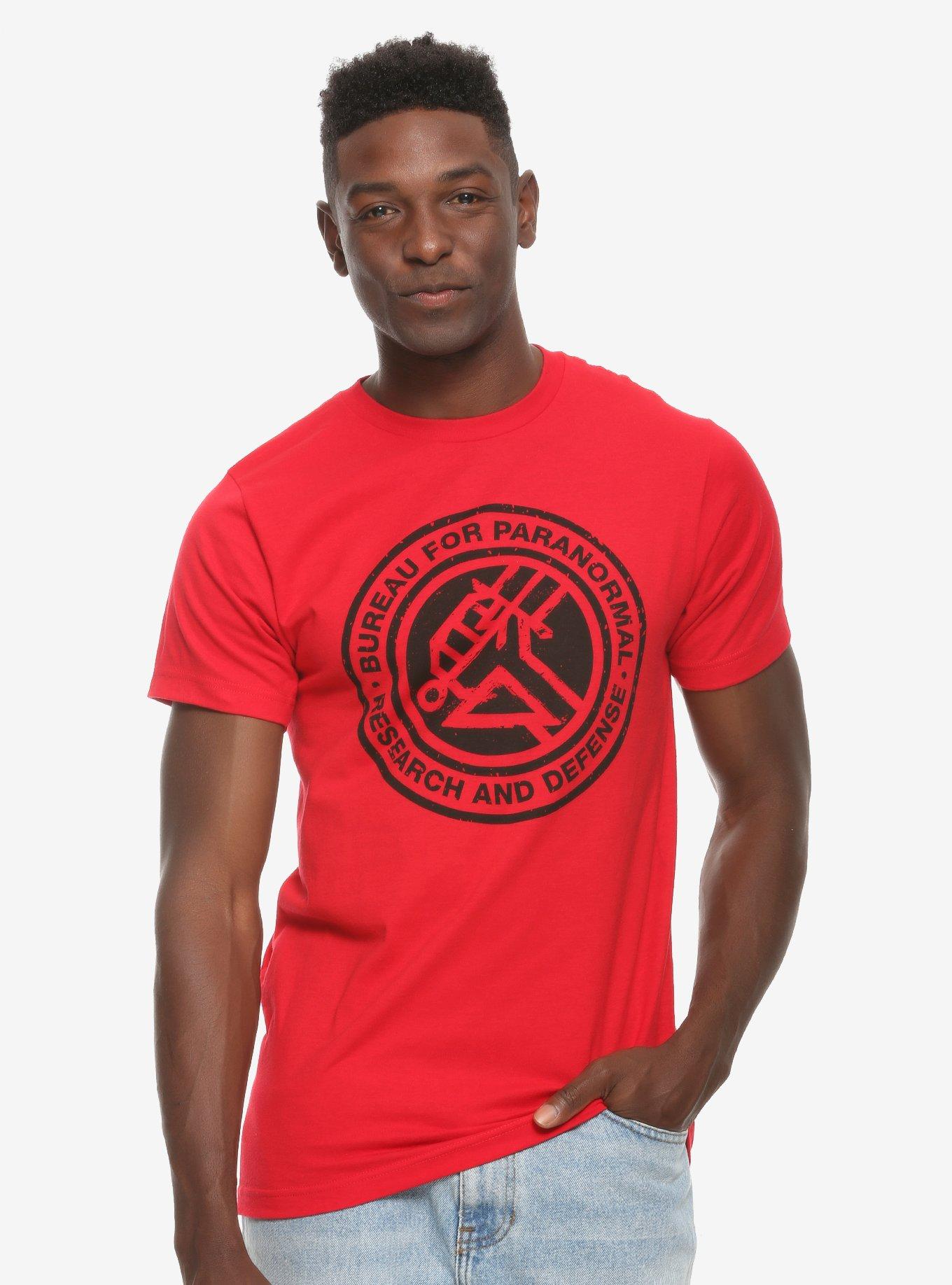Hellboy Bureau for Paranormal Research and Defense T-Shirt - BoxLunch Exclusive, RED, hi-res