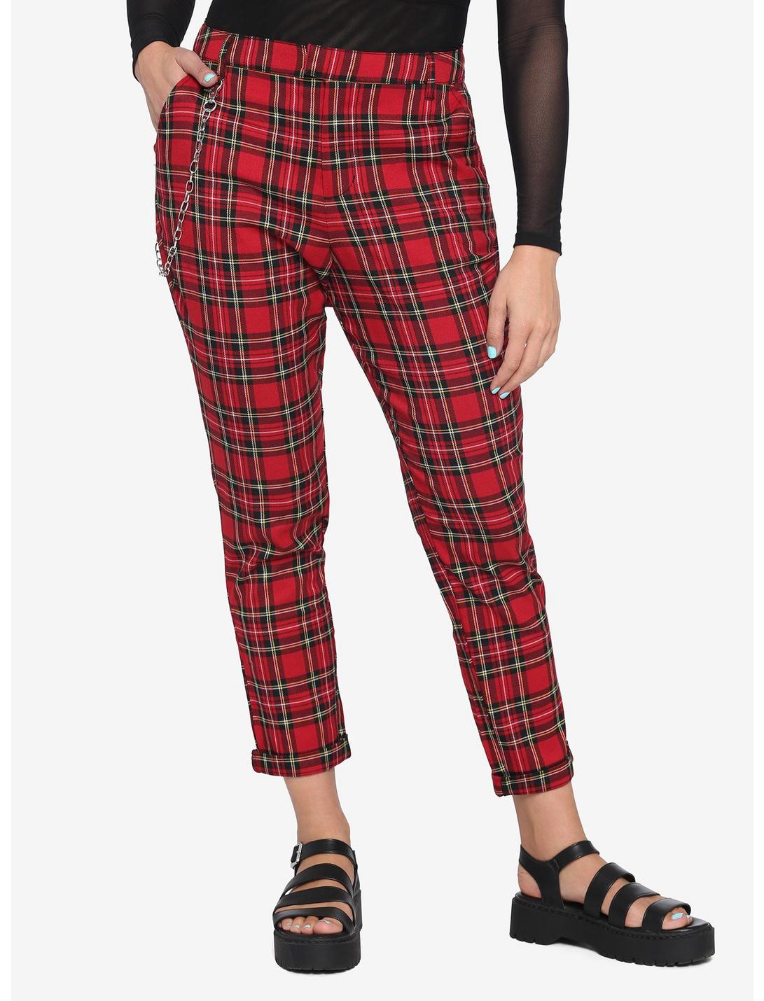 Red Plaid Pants With Detachable Chain | Hot Topic
