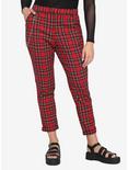 Red Plaid Pants With Detachable Chain, PLAID - RED, hi-res