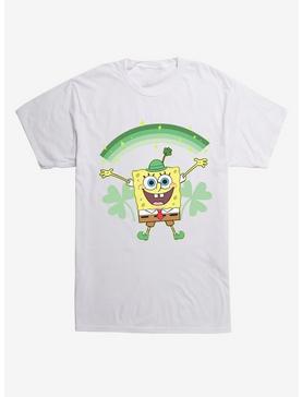 SpongeBob SquarePants St. Patrick's Day Shamrocks Black T-Shirt, WHITE, hi-res