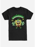 SpongeBob SquarePants St. Patrick's Day Shamrocks Black T-Shirt, , hi-res