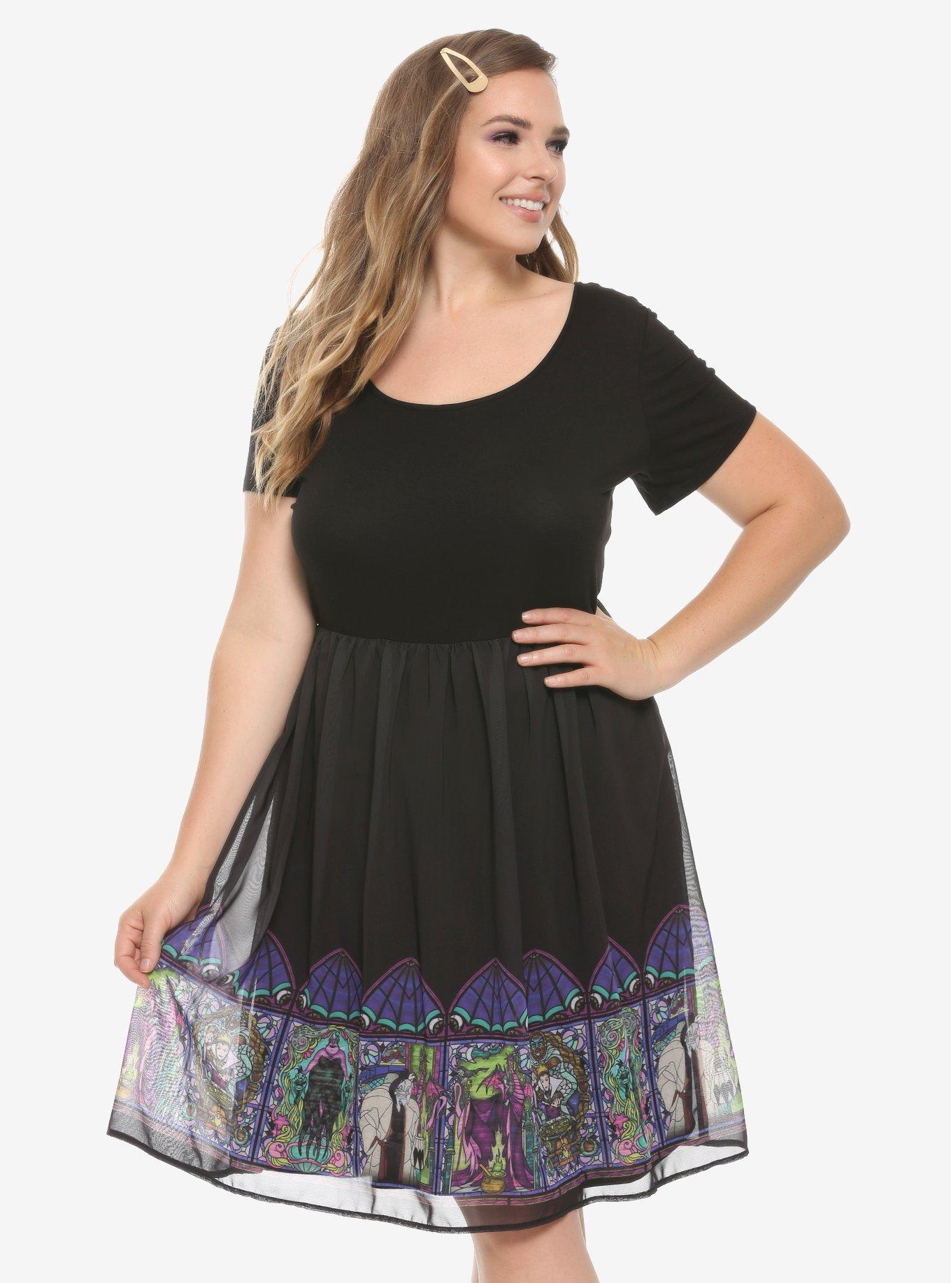 Disney Villains Stained Glass Border Dress Plus Size, MULTI, hi-res