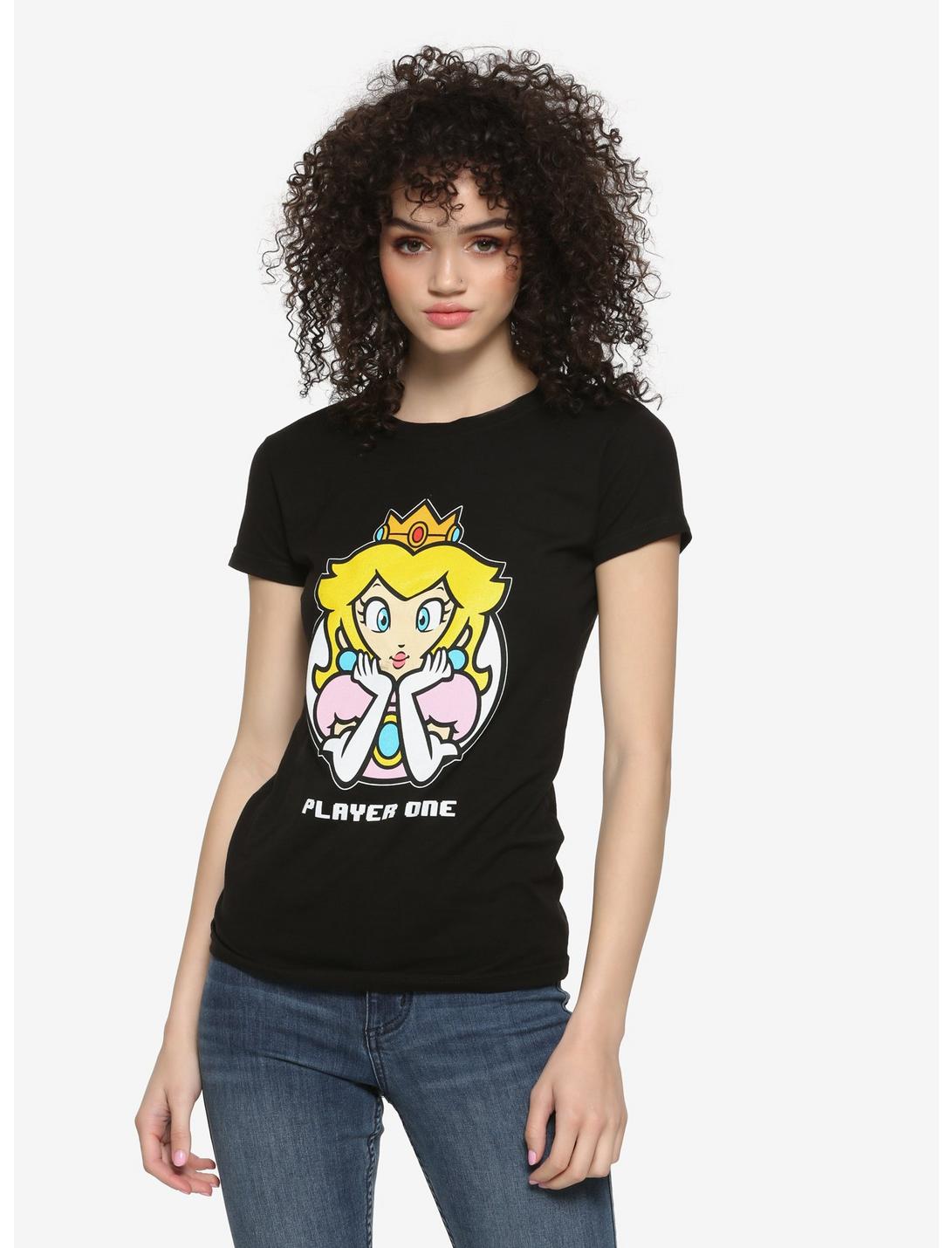 Super Mario Bros. Princess Peach Player One Girls T-Shirt, BLACK, hi-res