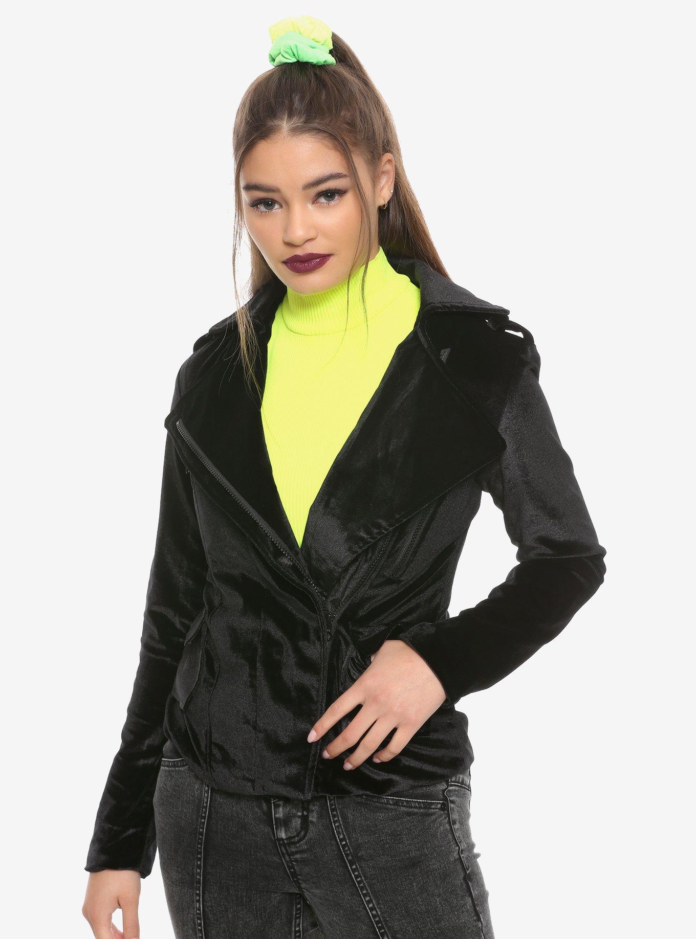 Black Velvet Girls Moto Jacket, BLACK, hi-res