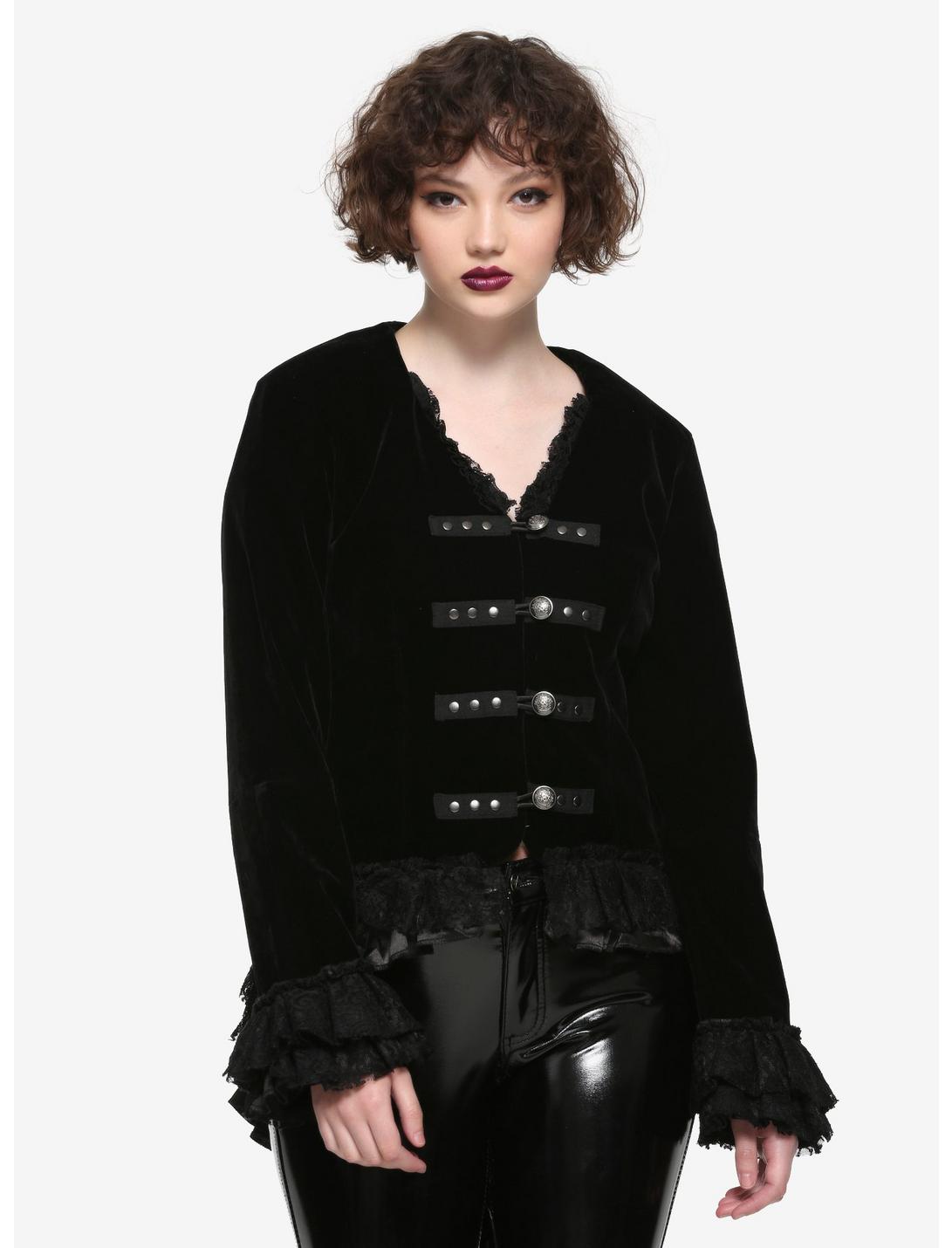 Black Velvet Lace & Tails Girls Jacket, BLACK, hi-res