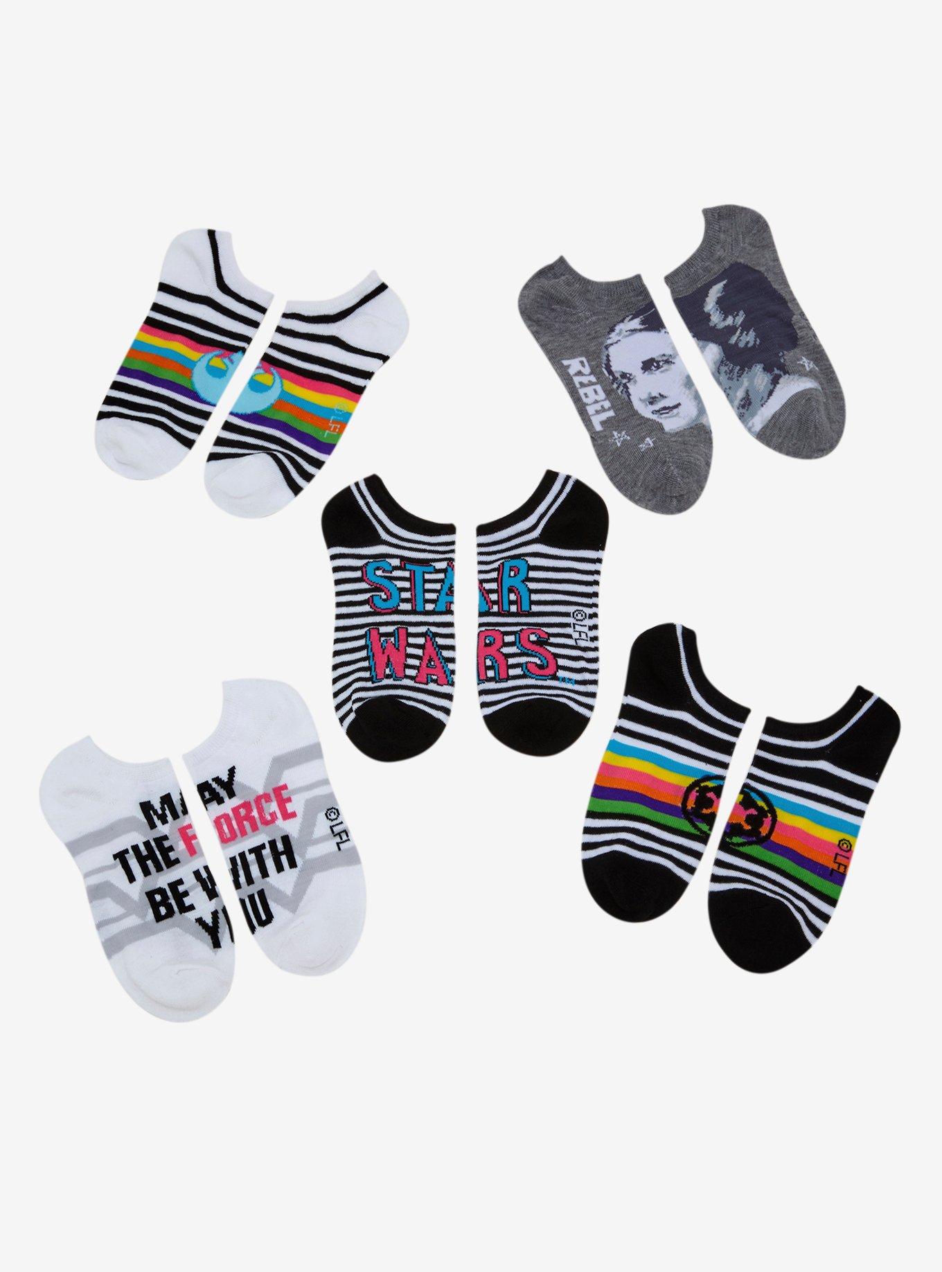 Star Wars Rainbow No-Show Socks 5 Pair, , hi-res