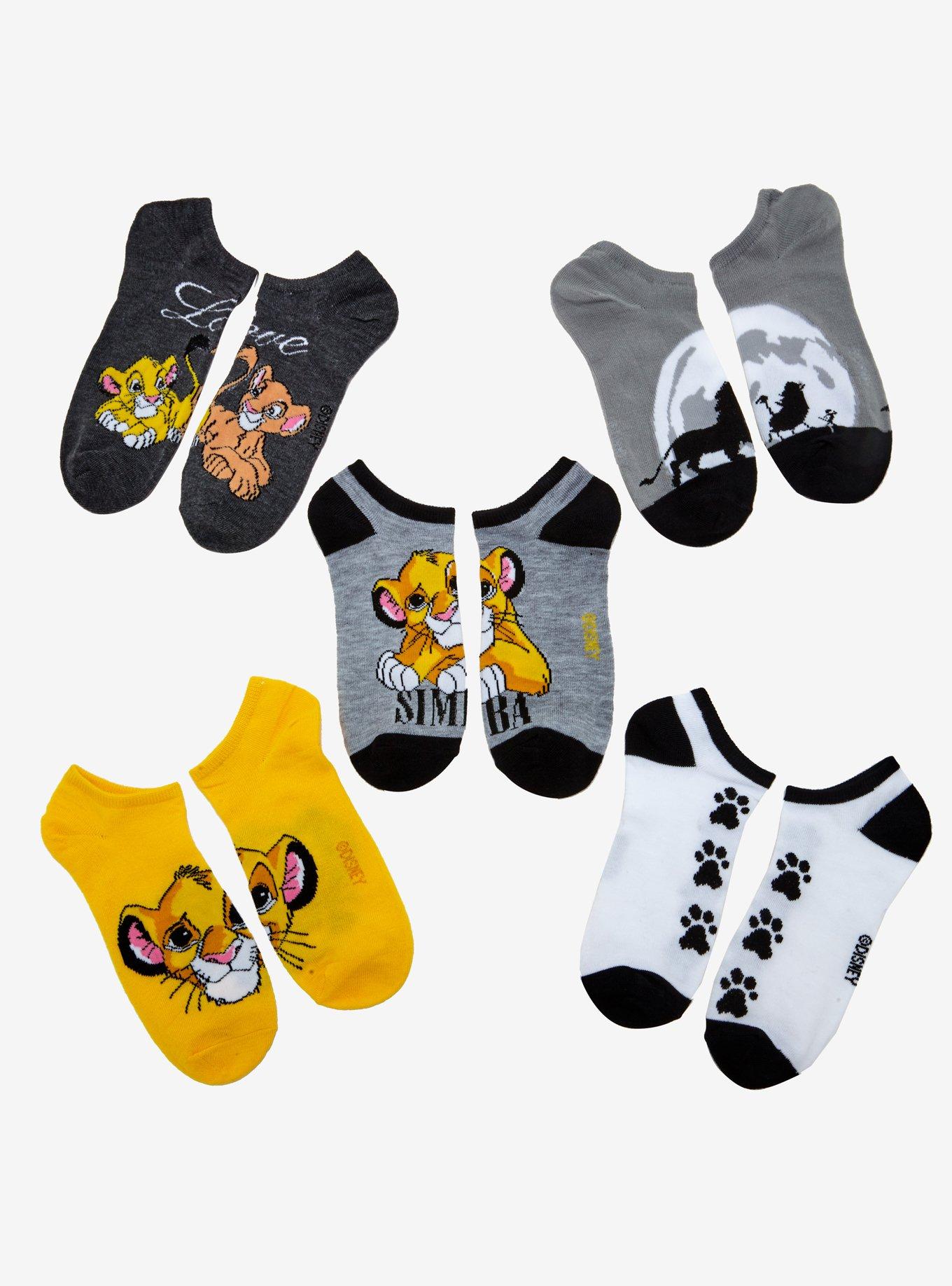 Disney The Lion King Simba Nala No-Show Socks 5 Pair, , hi-res