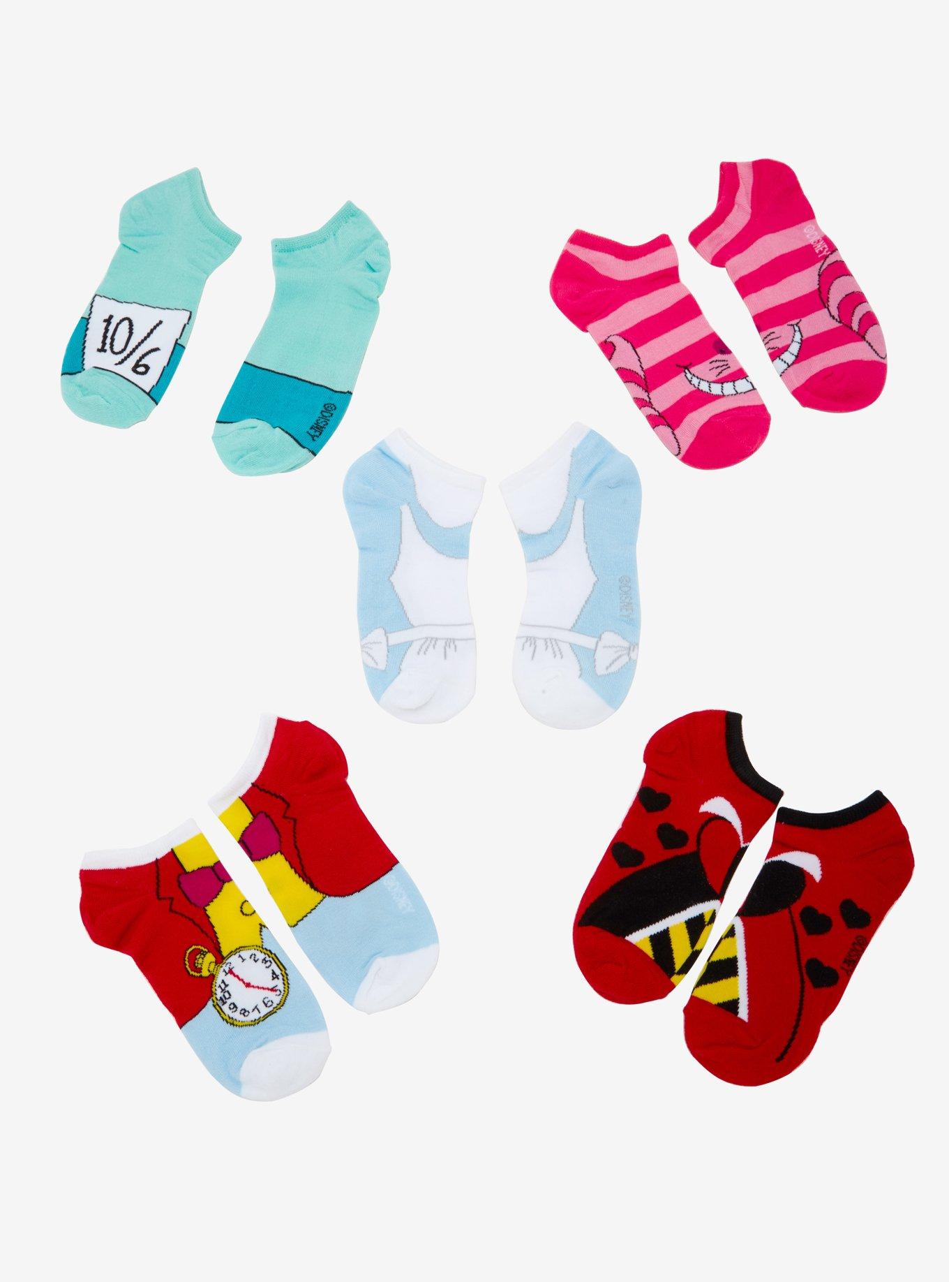 Disney Alice In Wonderland Character No-Show Socks 5 Pair, , hi-res