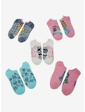 Plus Size Disney Alice In Wonderland Pastel No-Show Socks 5 Pair, , hi-res