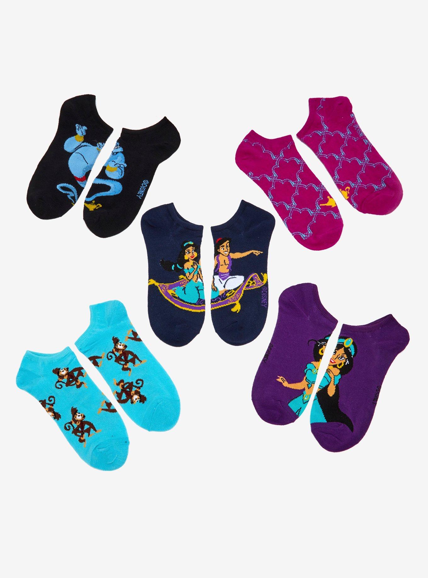 Disney Aladdin No-Show Socks 5 Pair, , hi-res