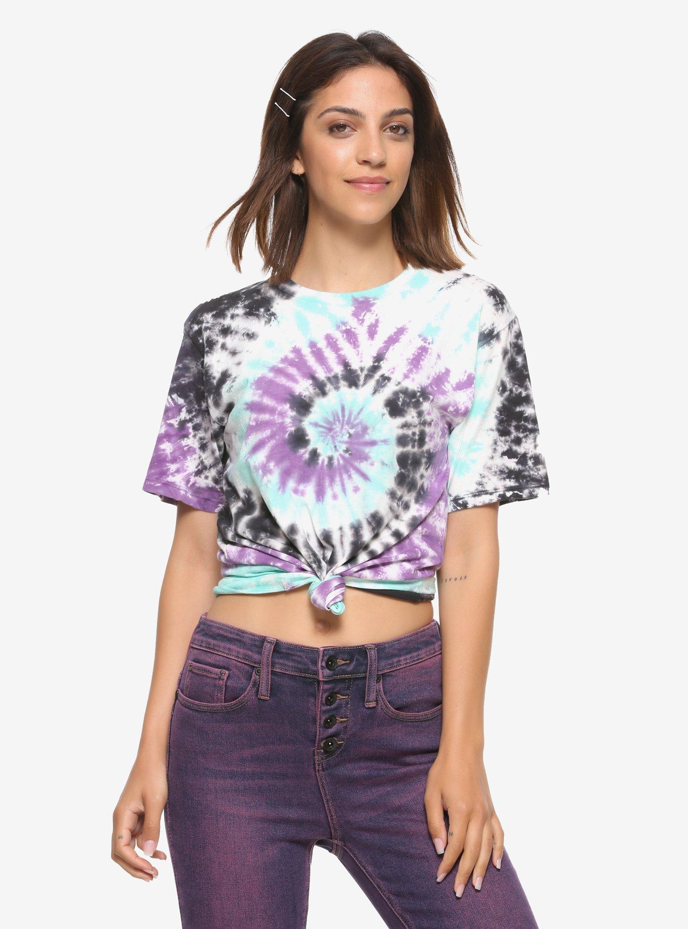 Purple Black & Green Tie-Dye Girls T-Shirt, TIE DYE, hi-res