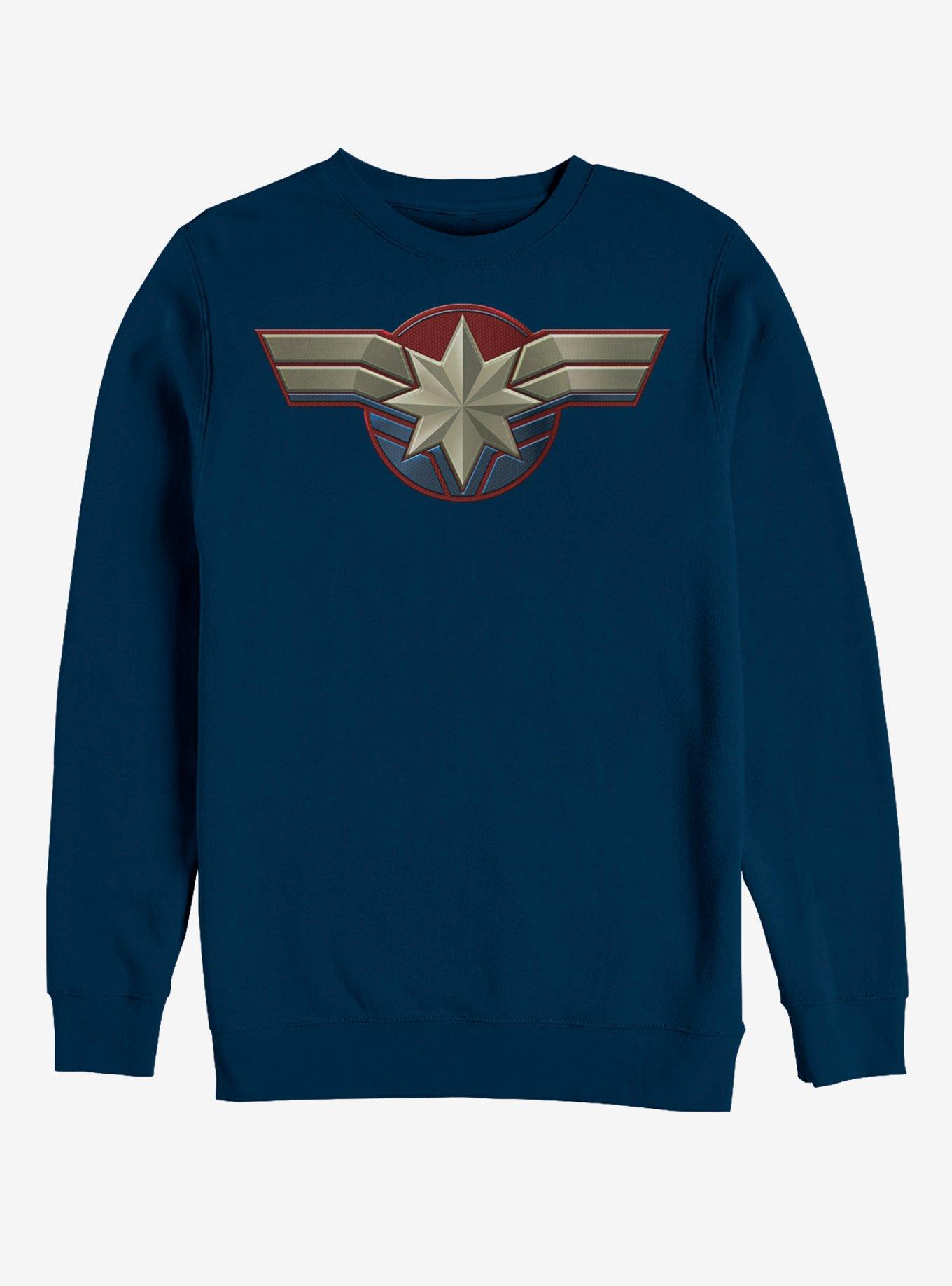 Marvel Captain Marvel Costume Logo Sweatshirt, NAVY, hi-res