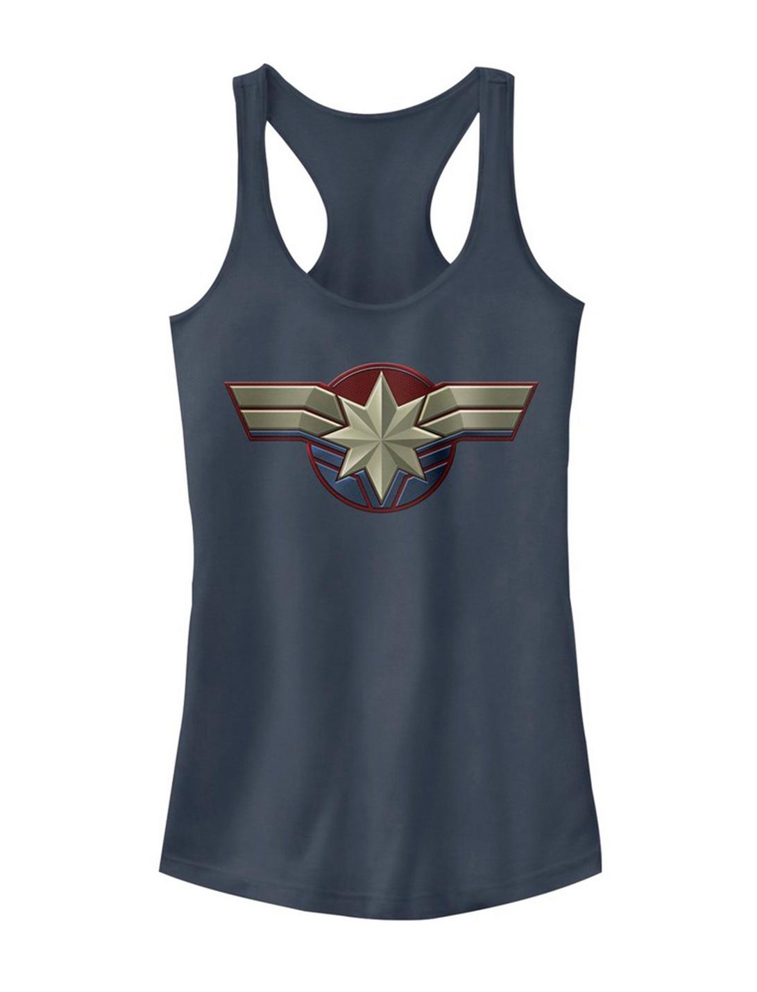 Marvel Captain Marvel Costume Logo Girls Tank, INDIGO, hi-res