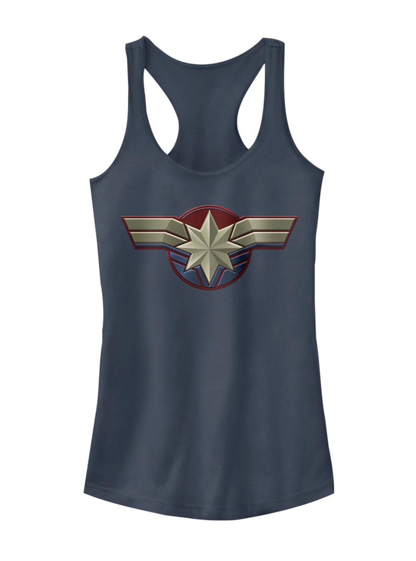 Marvel Captain Marvel Costume Logo Girls Tank, INDIGO, hi-res