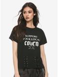 Support Your Local Coven Lace-Up Girls Top, BLACK, hi-res