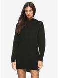 Black Hooded Sweater Dress, BLACK, hi-res